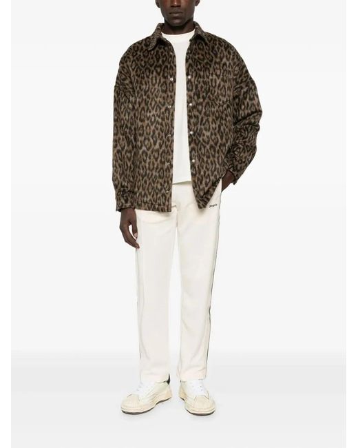 Palm Angels Brown "Classic Logo Animalier" Overshirt for men
