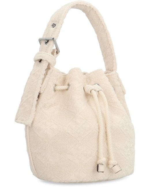 Tory Burch Natural T Monogram Mini Bucket Bag