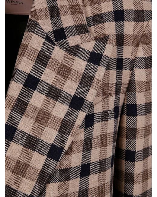 Twinset Brown Classic Check Coat