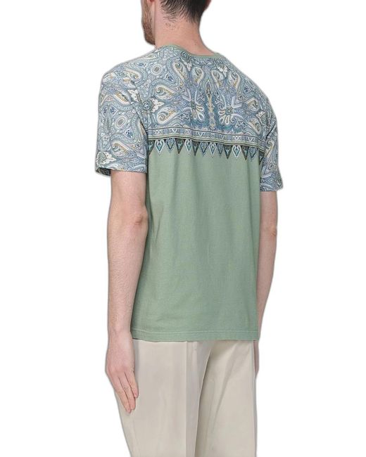 Etro Green Cotton T-Shirt Roma for men