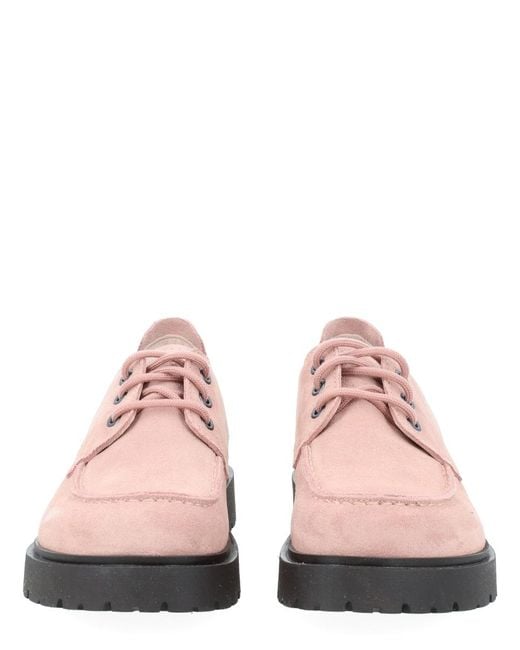 Birkenstock Pink Leather Rubber Flat Shoes