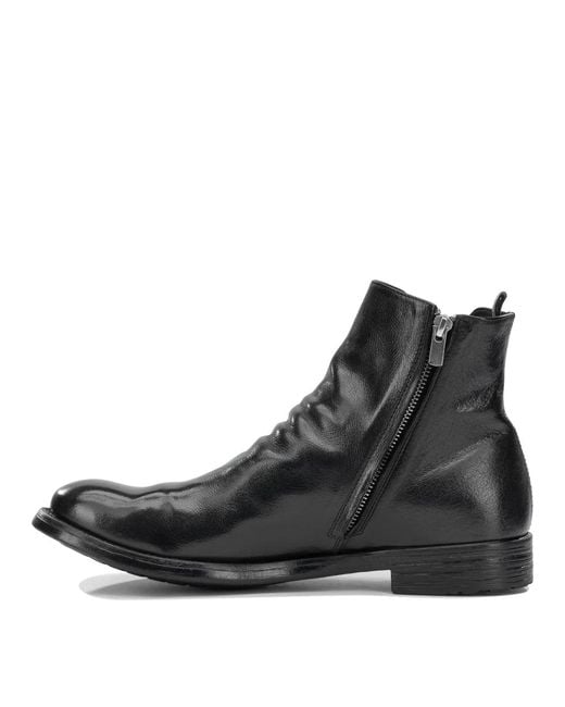 Officine Creative Black "Hive 036" Ankle Boots With Zipper for men
