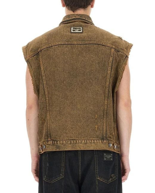 Dolce & Gabbana Green Dolce & Gabbana Denim Vest for men