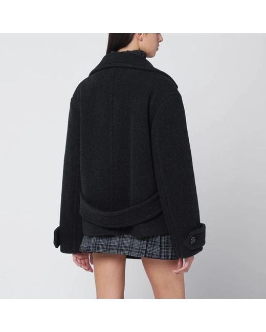 DURAZZI MILANO Black Dark Mélange Wool Coat