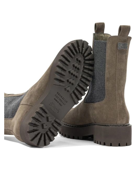 Brunello Cucinelli Brown Suede Pull-On Ankle Boots