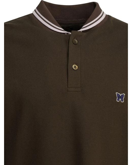 Needles Green Shawl Collar Cotton Polo Shirt for men