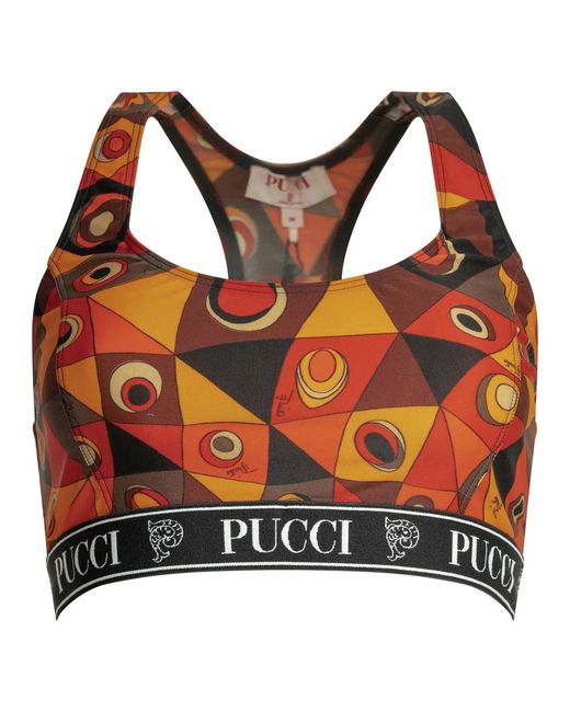 Emilio Pucci Orange Occhi Polyamide Elastane Top Bra