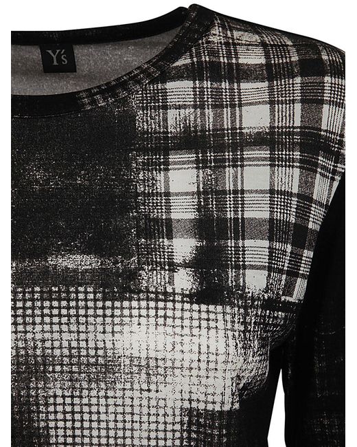Y's Yohji Yamamoto Black Round Neck Long Sleeve T