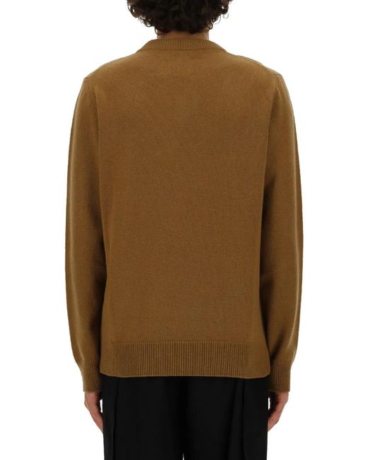 Jil Sander Green V-Neck Sweater for men