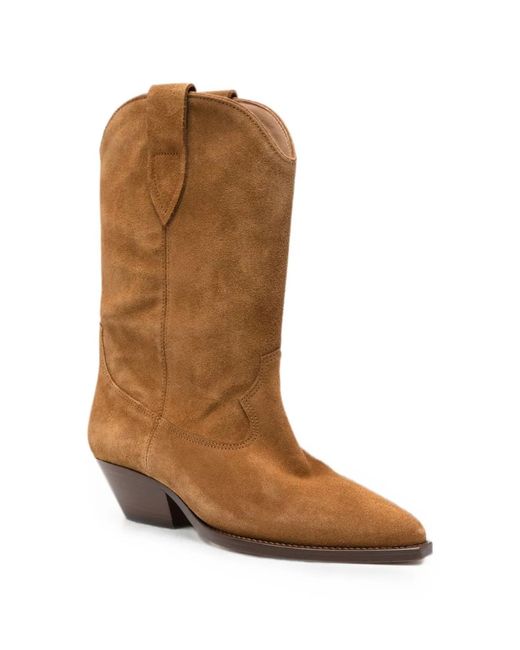 Isabel Marant Brown Suede Cowboy Ankle Boots With Heel