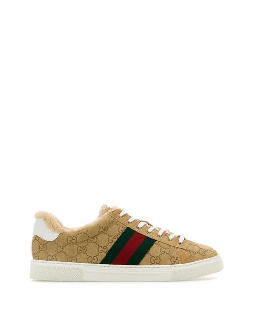 Gucci Natural Suede Ace Sneakers for men