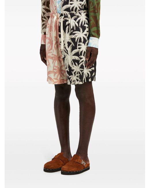 Palm Angels Multicolor Patchwork Palms Shorts for men