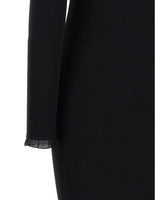 Elisabetta Franchi Black Ribbed Knit Dress