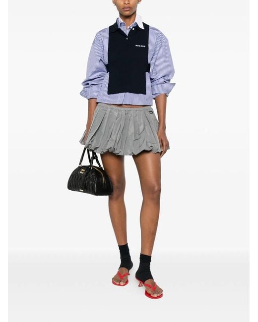 Miu Miu Gray Sleeveless Cotton Poplin Shirt