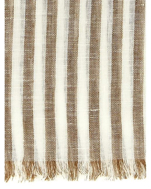 Brunello Cucinelli White 'Sparkling' Linen Scarf