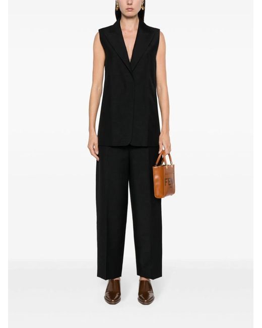 Fendi Black Wool Single-Breasted Vest