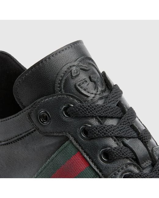 Gucci Black Stretch Leather Effect Sneaker for men