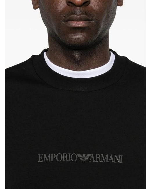 Emporio Armani Black Logo Cotton Sweatshirt for men