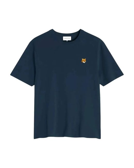 Maison Kitsuné Blue Maison Kitsuné Fox Head Cotton T-Shirt for men