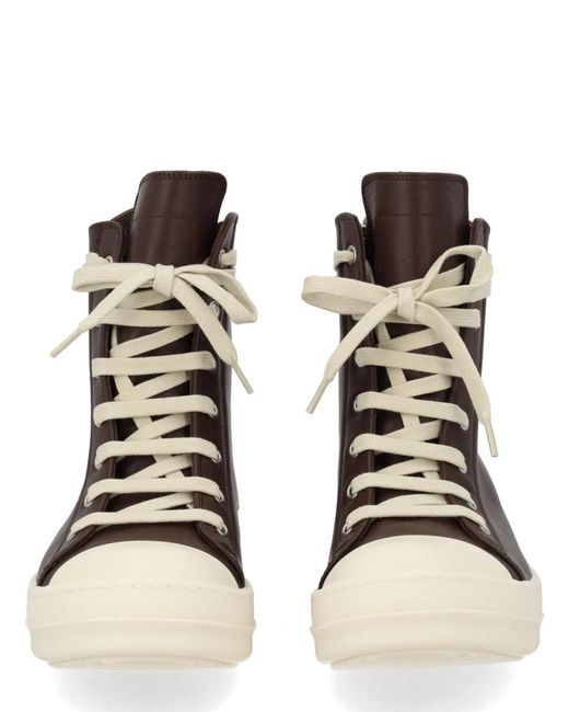 Rick Owens Brown Multicolour Leather Sneaker