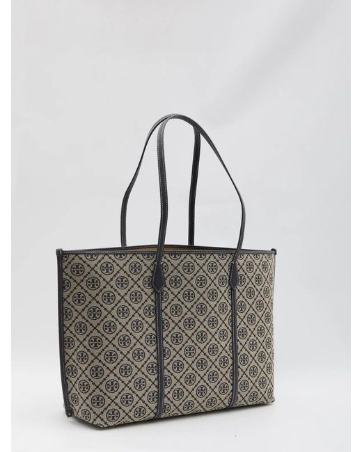 Tory Burch Gray Perry T Monogram Shopping Bag