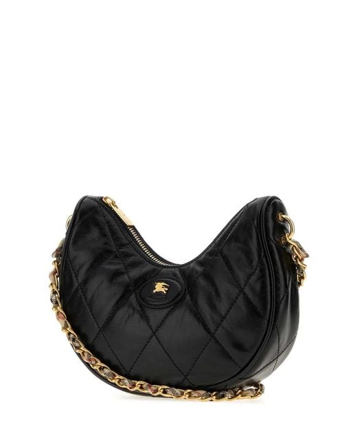 Burberry Black Leather Horseshoe Shoulder Bag