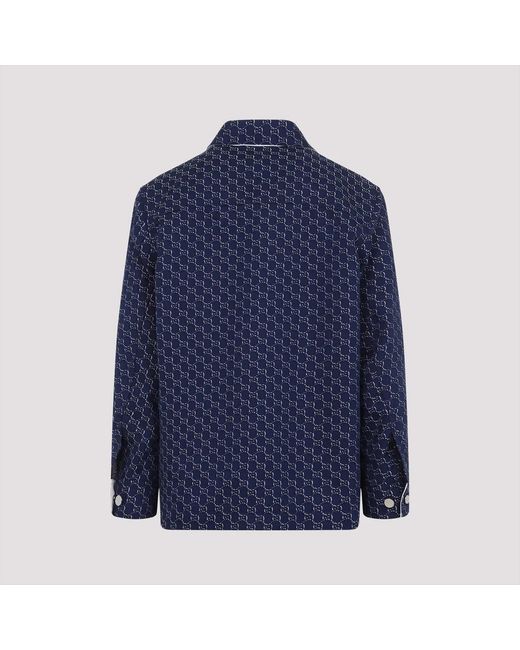 Gucci Blue Jacket With Gg Shadow for men