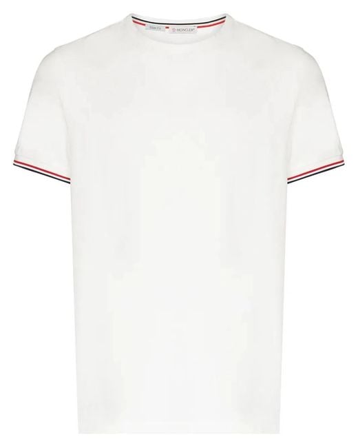 Moncler White Cotton Logo T-Shirt for men