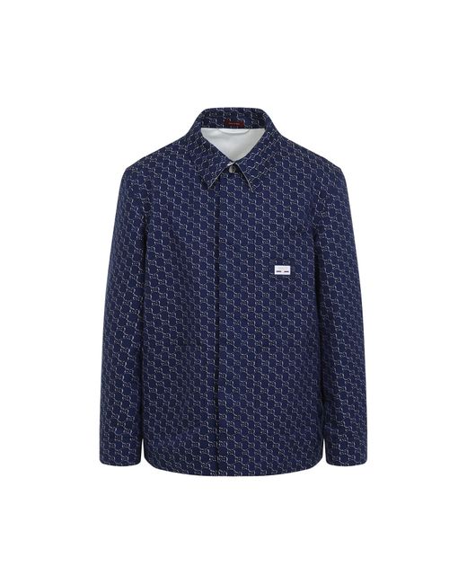 Gucci Blue Jacket With Gg Shadow for men
