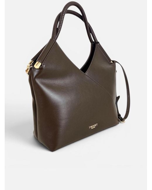 Twinset Brown Polyurethane Tote Bag