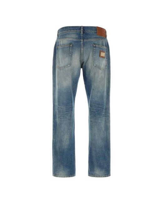 Dolce & Gabbana Blue Dolce & Gabbana Washedeffect Jeans With Logo Plaque for men