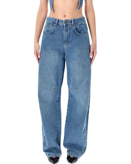 MARINE SERRE Blue Baggy Denim Moon Insert