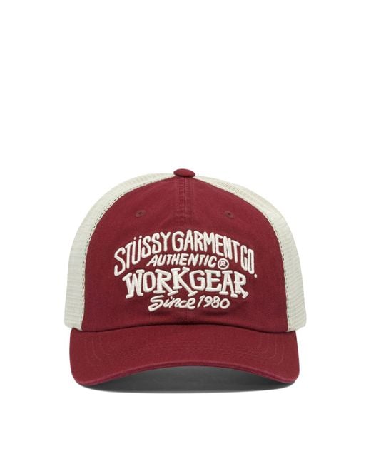 Stussy Low Profile Workgear Strapback Cap in Red for Men | Lyst