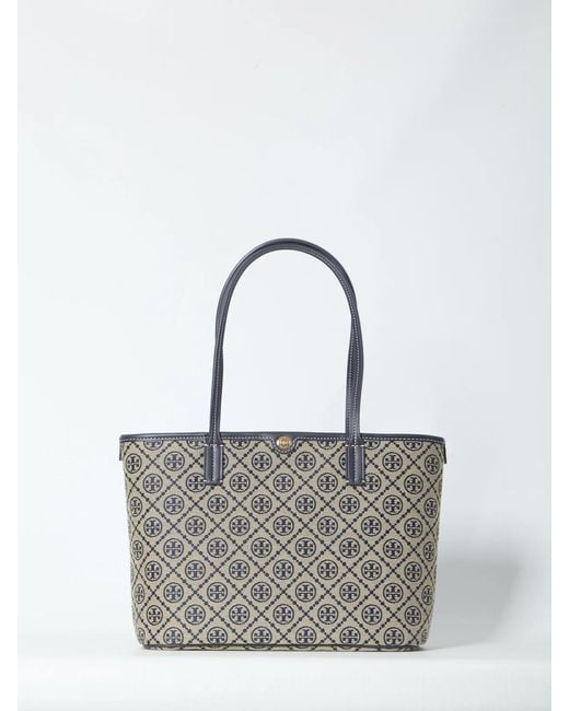 Tory Burch Gray T Monogram Tote Bag Small