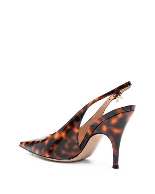 Gianvito Rossi Brown Sofia Leather Slingback Pumps