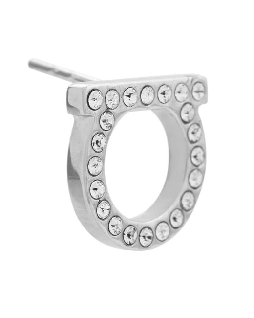 Ferragamo Metallic Gancini Crystal Earrings