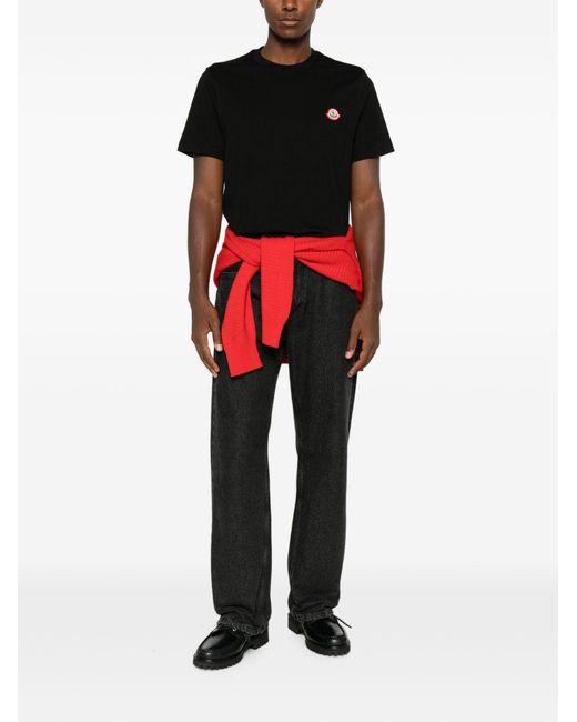 Moncler Black Logo Patch Crewneck T-Shirt for men