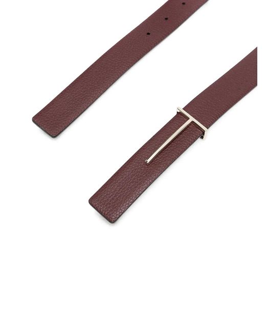 Tom Ford White Grained Leather And Spazzolato Leather Slim T Belt