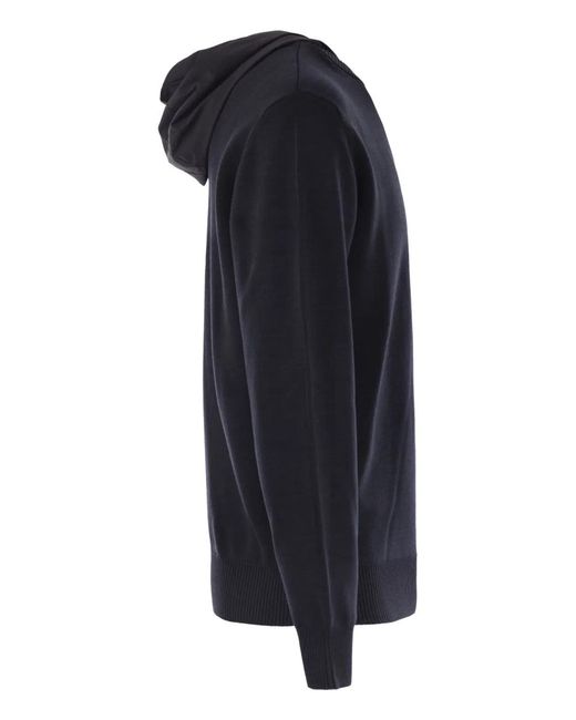 Herno Blue Cotton Hooded Ribbed for men