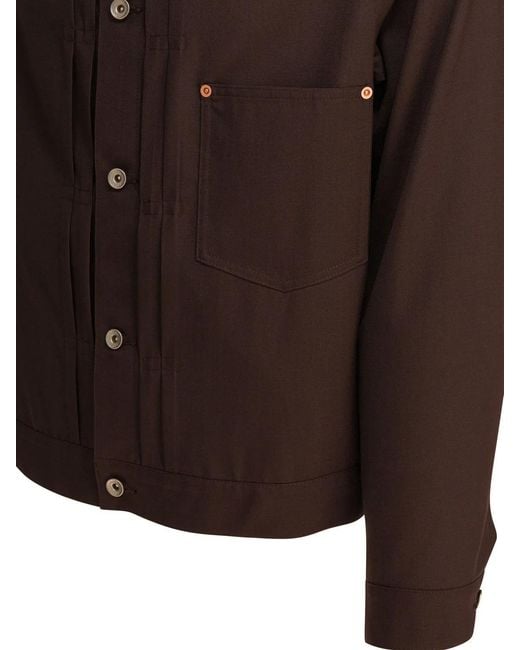 Sacai Brown Polyester Wool Jacket for men