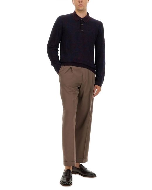 Etro Blue Longsleeved Polo Shirt for men