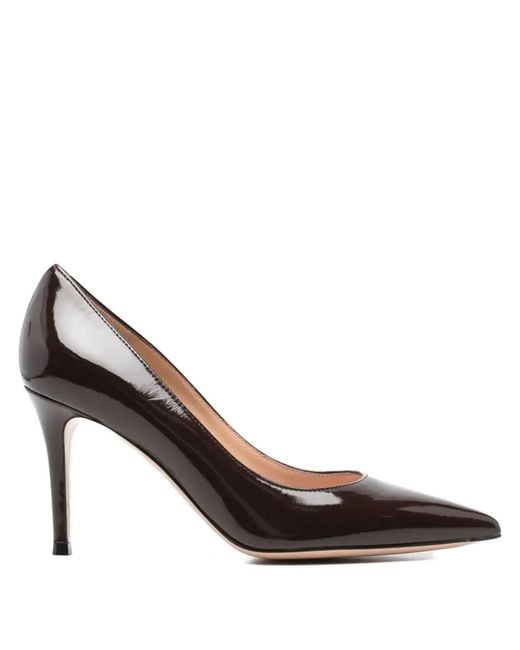 Gianvito Rossi Brown Gianvito 85 Glossy Nappa Leather Pumps