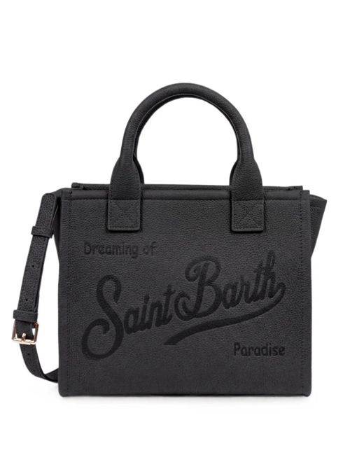 Mc2 Saint Barth Black Grained Texture Logo Bag