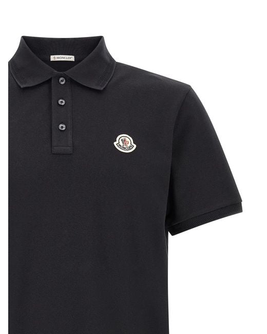 Moncler Black Logo Patch Polo Shirt for men