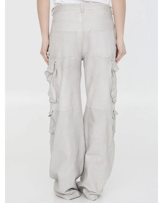 Salvatore Santoro White Leather Cargo Pants