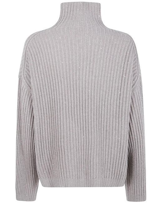 Brunello Cucinelli Gray Turtleneck Sweater