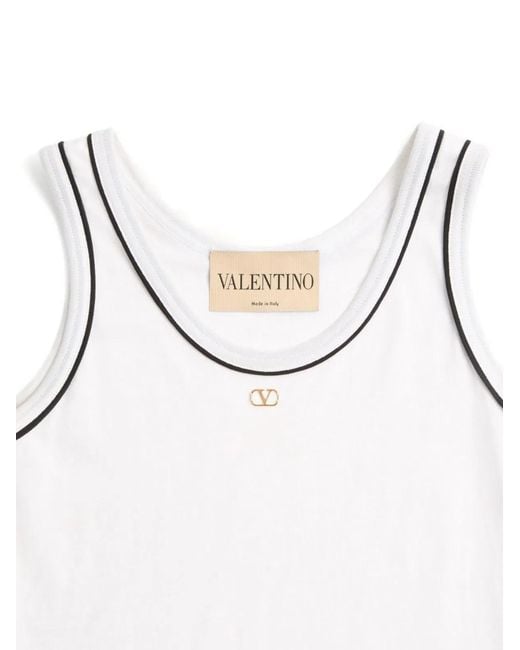 Valentino White Logo Cotton Tank Top