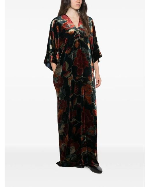 Pierre Louis Mascia Black Printed Long Dress