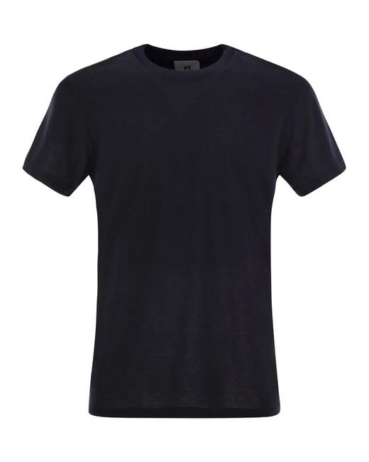 PT Torino Black Silk And Cotton T-Shirt for men
