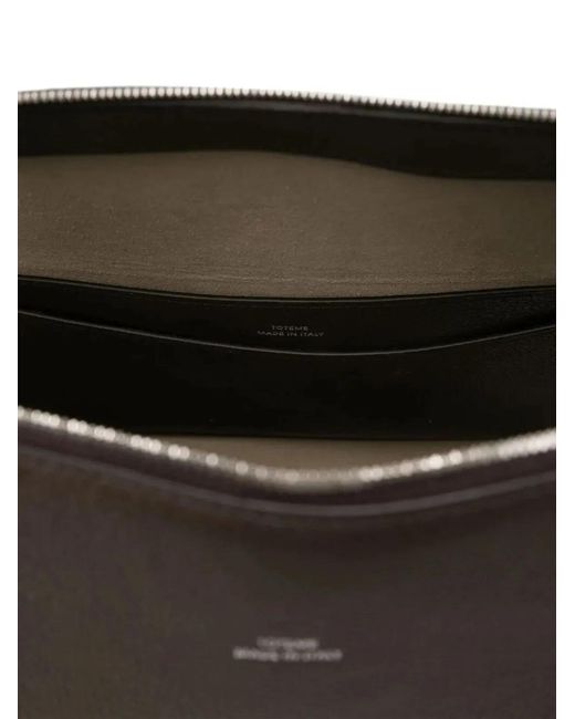 Totême Black Grained Leather Tote Bag